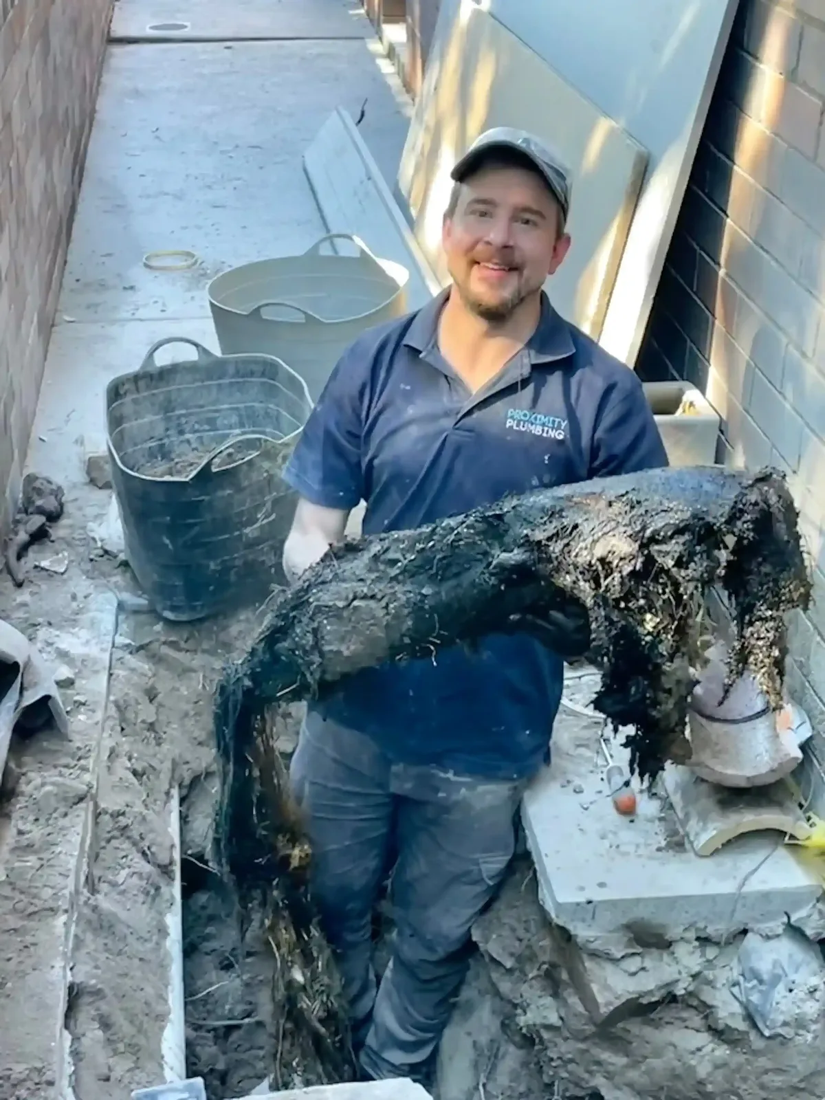 Debris cleared during a drain excavation